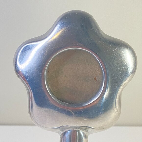 Modern Silver-Tone Flower Photo Frame On Stand, ~9 Inches Tall - Picture 6 of 10